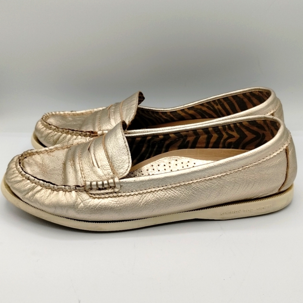 Sperry Top Sider platinum color penny loafers, size 10 M - Picture 5 of 9